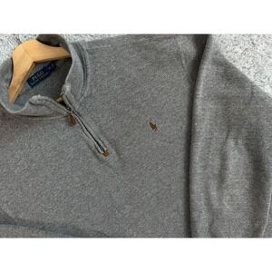Polo By‎ Ralph Lauren 1/4 Zip Sweater Mens XL Gray Sweatshirt Grey Pony Logo